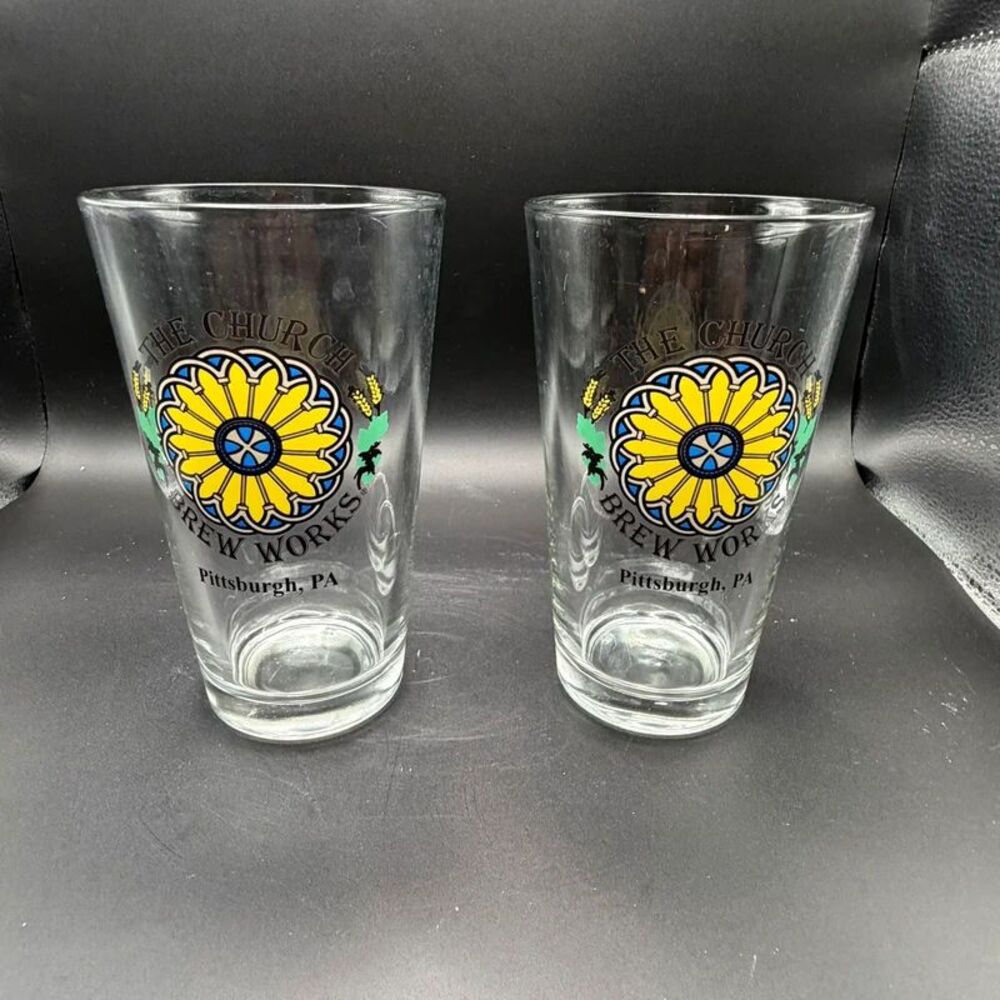 The Church Brew Works Pittsburgh PA Beer Pint Glasses Set of 2